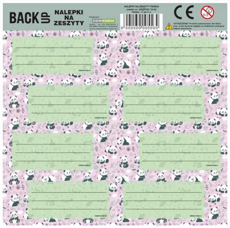 NALEPKI NA ZESZYTY PANDA 11 /25/, Okładki i dodatki, Zeszyty i bloki