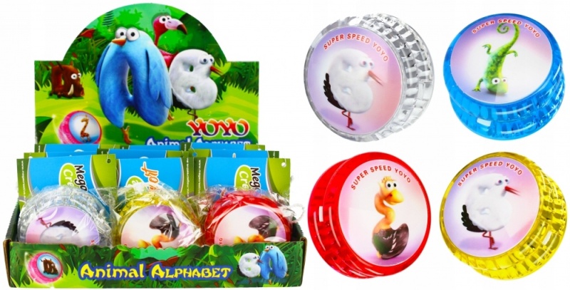 JO-JO ALFABET ZWIERZĄT ŚWIATŁO 6CM.MIX4, Zabawki