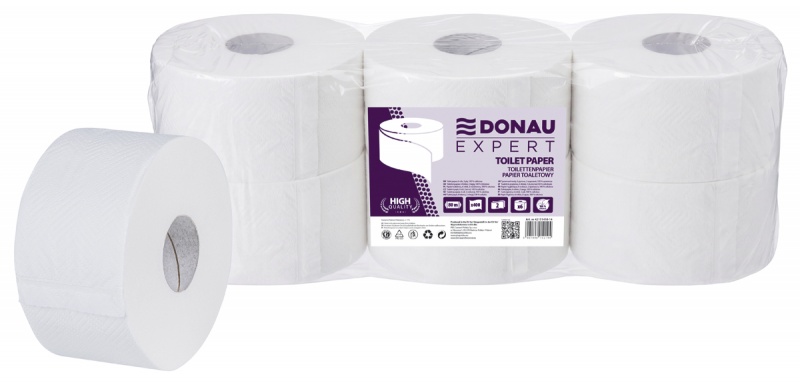 Cellulose toilet paper DONAU EXPERT Jumbo, 2 layers, 400 sheets, 6 pcs, white