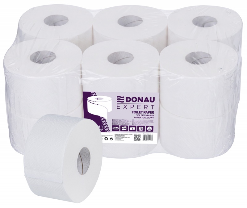 Cellulose toilet paper DONAU EXPERT Jumbo, 2 layers, 500 sheets, 12 pcs, white