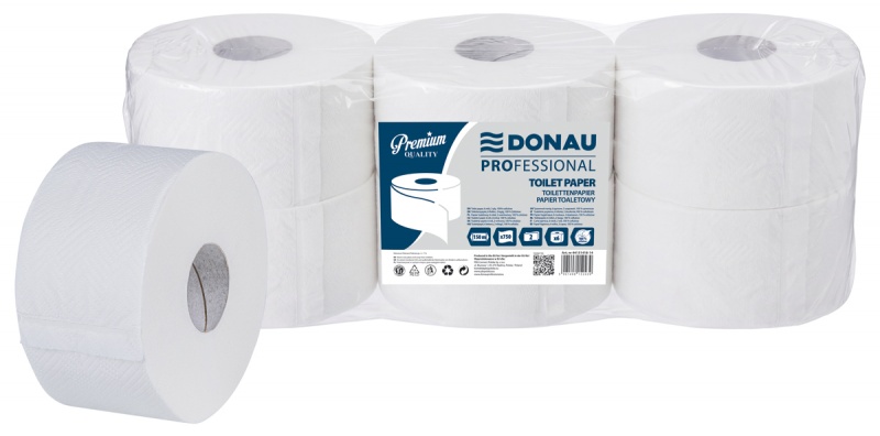 Cellulose toilet paper DONAU PROFESSIONAL Jumbo, 2 layers, 750 sheets, 6 pcs, white