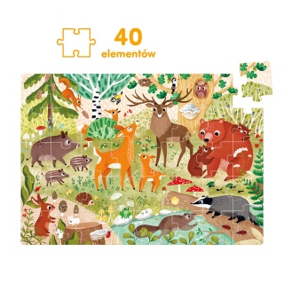 PUZZLE 40EL DZIKIE PUZZLE LAS CZU PUD, Dla malucha, Puzzle
