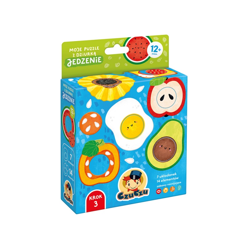 PUZZLE Z DZIURK 14EL JEDZENIE 12+ CZU PUD, Dla malucha, Puzzle