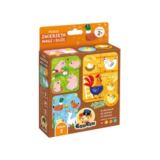 PUZZLE ZWIERZETA MALE I DUZE 2+ CZU PUD, Dla malucha, Puzzle