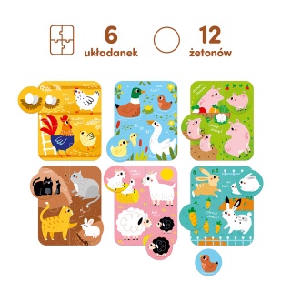 PUZZLE ZWIERZETA MALE I DUZE 2+ CZU PUD, Dla malucha, Puzzle