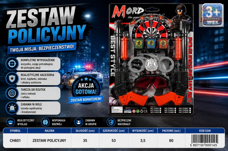 ZESTAW POLICYJNY CH601 IMP, Dla chłopca, Zabawki