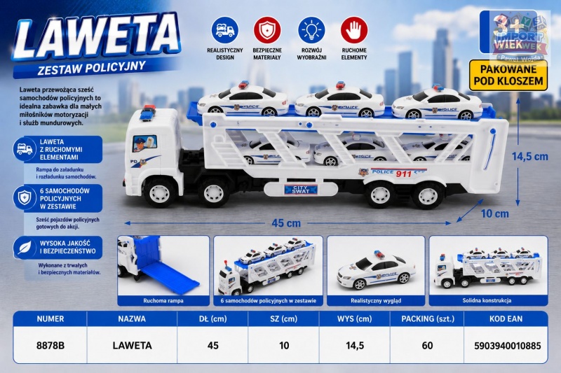 LAWETA 8878B IMP, Pojazdy, Zabawki