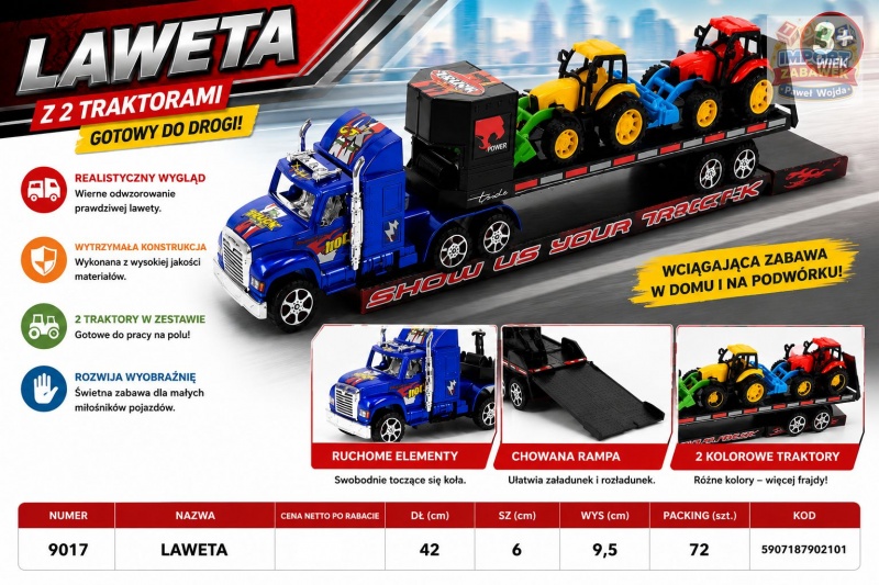 LAWETA Z TRAKTORAMI 9017 IMP, Pojazdy, Zabawki