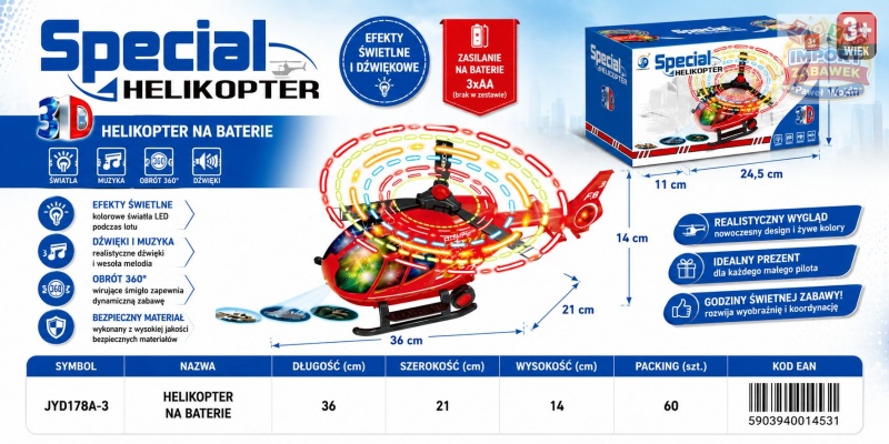 HELIKOPTER NA BATERIE JYD178A-3 IMP, Pojazdy, Zabawki