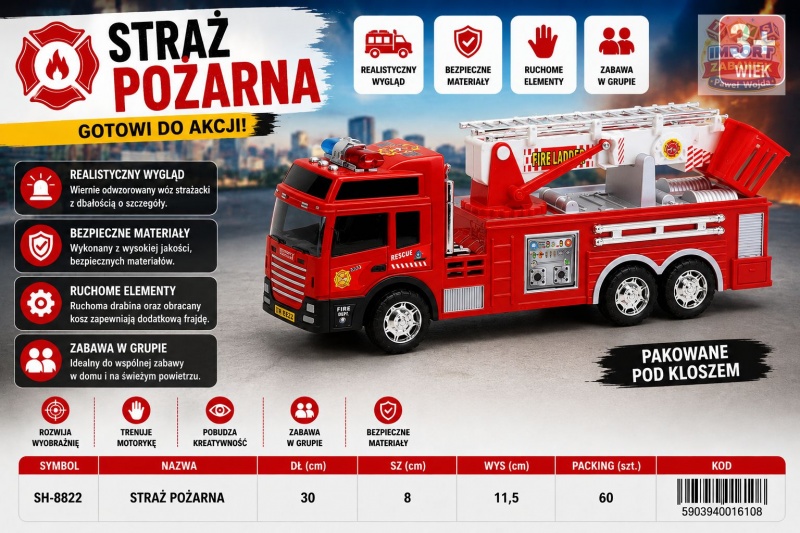 STRAŻ POŻARNA SH-8822 IMP, Pojazdy, Zabawki