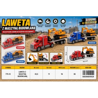 LAWETA Z MASZYNĄ BUDOWLANĄ 775-12 IMP, Pojazdy, Zabawki