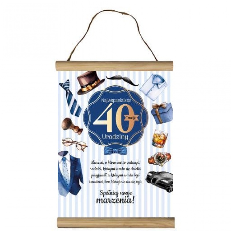 DYPLOM OKOLICZNOŚCIOWY "40" URODZINY PNG40, Upominki, Art. dekoracyjne i prezentowe