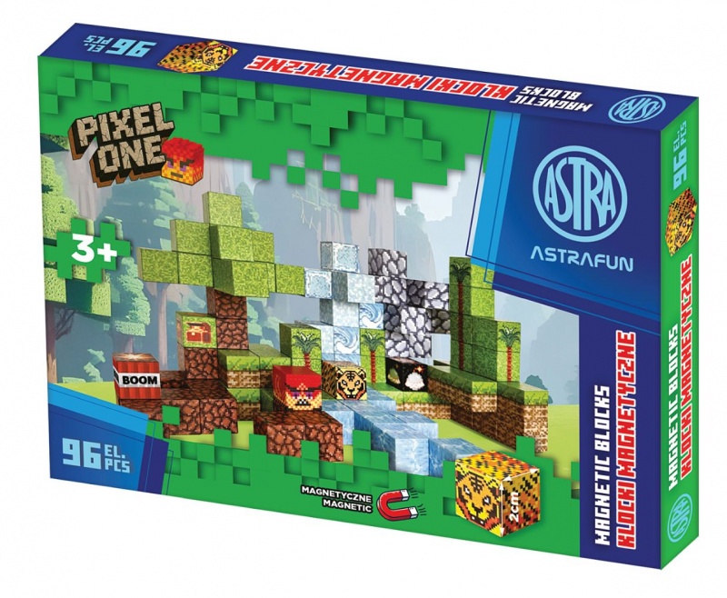ZESTAW KLOCK&Oacute;W MAGNET.PIXEL ONE DŻUNGLA 96szt., Klocki, Zabawki