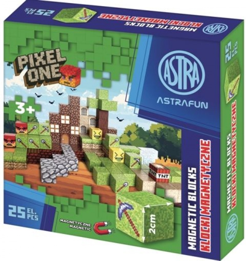 ZESTAW KLOCK&Oacute;W MAGNET.PIXEL ONE FARMA 25szt., Klocki, Zabawki