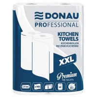 Ręcznik kuchenny celulozowy DONAU PROFESSIONAL XXL, 3-warstwowy, 100 listk&oacute;w, 2szt., biały, Ręczniki papierowe i dozowniki, Artykuły higieniczne i dozowniki