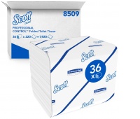 Papier toaletowy składany SCOTT Control, 2-warstwowy, 18,6x11cm, 36x220 listk&oacute;w, biały, Papiery toaletowe i dozowniki, Artykuły higieniczne i dozowniki