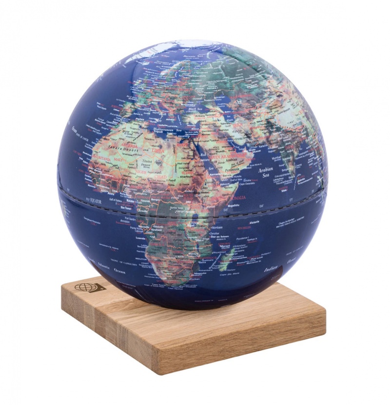 Globus TROIKA Explorer 360, śr. 25 cm, dębowa podstawa, fizyczny, granatowy, Globusy, Artykuły szkolne