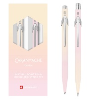 Set of ballpoint pen 849 and pencil 844 CARAN D'ACHE Horizon, in a case, yellow-pink