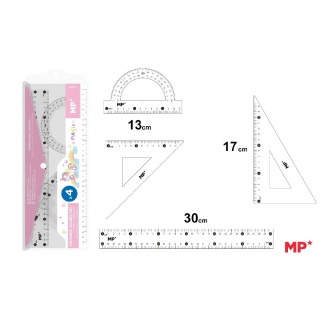 ZESTAW GEOMETRYCZNY JEDNOROŻEC 4 EL. W ETUI, Zestawy, Art. kreślarskie