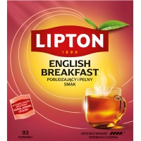 Herbata LIPTON czarna, English Breakfast, 92 torebki, kr&oacute;tki termin ważności, Herbaty, Artykuły spożywcze