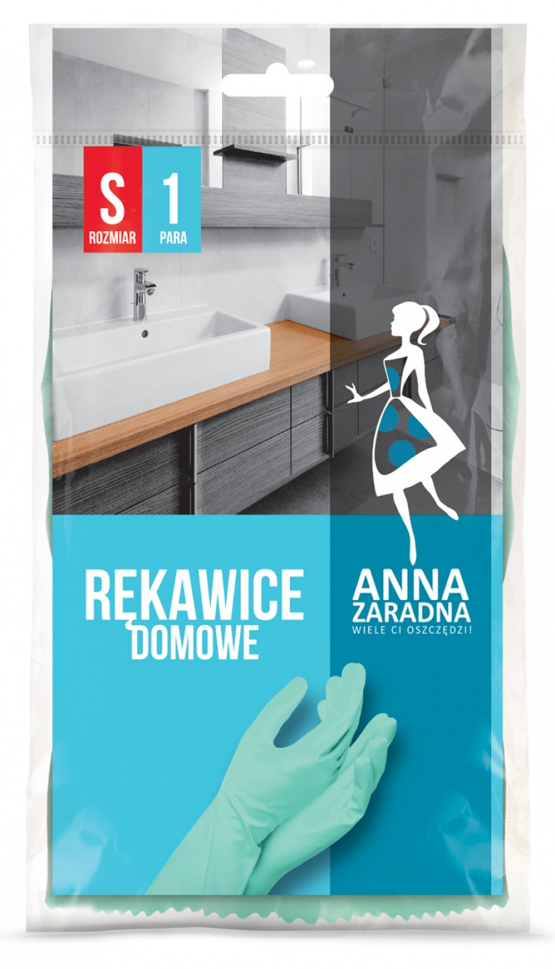Household gloves ANNA ZARADNA, size S, pastel green