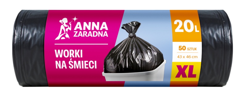 Trash bags ANNA ZARADNA XL, durable, 20l, 50 pcs, black
