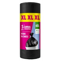 Worki na śmieci ANNA ZARADNA XL, wytrzymałe, 60l, 40 szt., czarne, Worki, Artykuły higieniczne i dozowniki