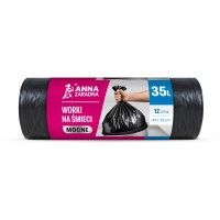 Worki na śmieci ANNA ZARADNA, mocne, 35l, 12 szt., czarne, Worki, Artykuły higieniczne i dozowniki