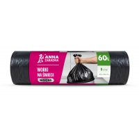 Worki na śmieci ANNA ZARADNA, mocne, 60l, 8 szt., czarne, Worki, Artykuły higieniczne i dozowniki