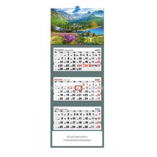 KALENDARZ TR&Oacute;JDZIELNY MALOWNICZE TATRY 2027, Ścienne, Kalendarze