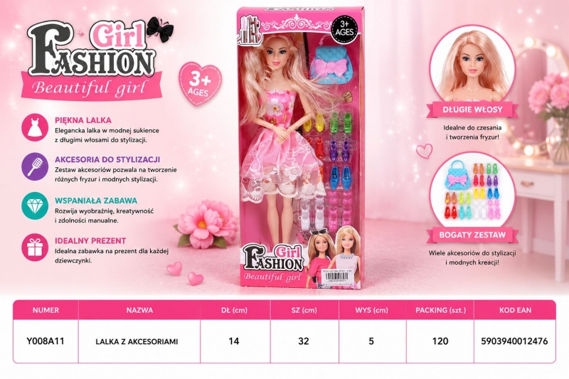 LALKA Z AKCESORIAMI Y008A11-3 IMP, Lalki, Zabawki