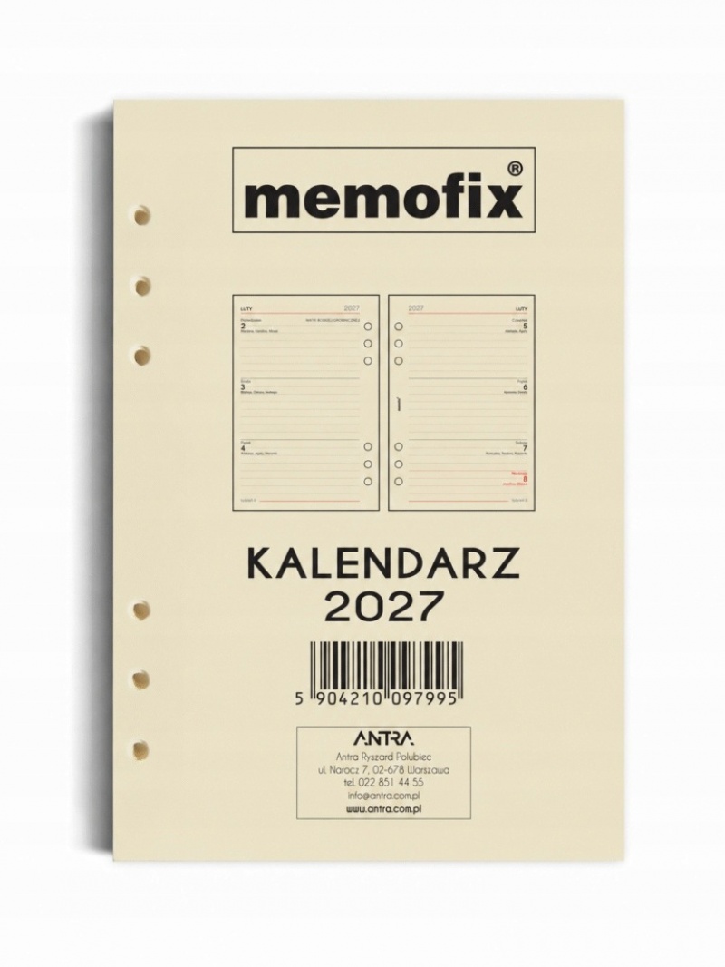 Wkład kalendarzowy 2027 Memofix A5 TDW, Organizery, Kalendarze