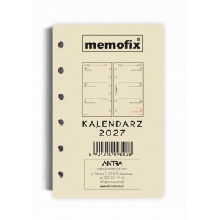 Wkład kalendarzowy 2027 Memofix A6 TDW, Organizery, Kalendarze