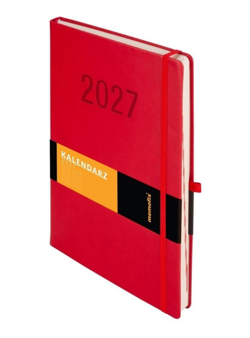 Kalendarz 2027 Memofix A4 dzienny czerwony, Dzienne, Kalendarze