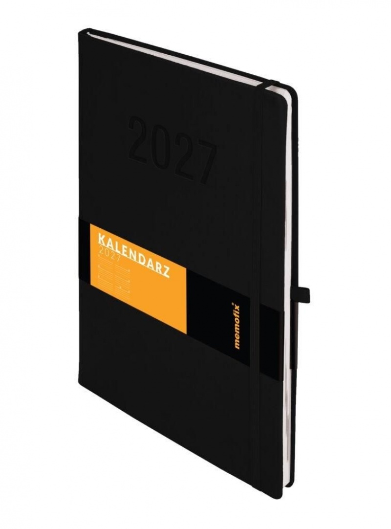 Kalendarz 2027 Memofix A4 tyg. z notesem czarny, Tygodniowe, Kalendarze