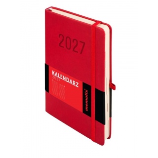 Kalendarz 2027 Memofix A5 dzienny czerwony, Dzienne, Kalendarze