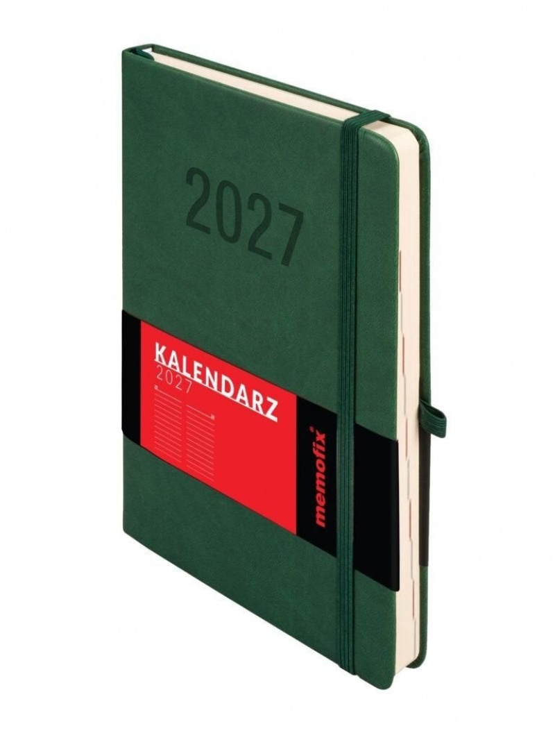 Kalendarz 2027 Memofix A5 dzienny zielony, Dzienne, Kalendarze