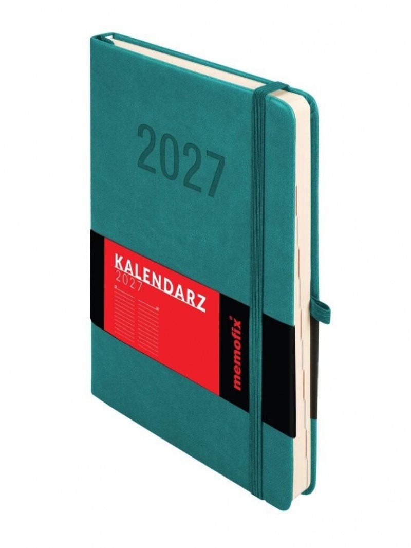 Kalendarz 2027 Memofix A5 dzienny turkusowy, Dzienne, Kalendarze
