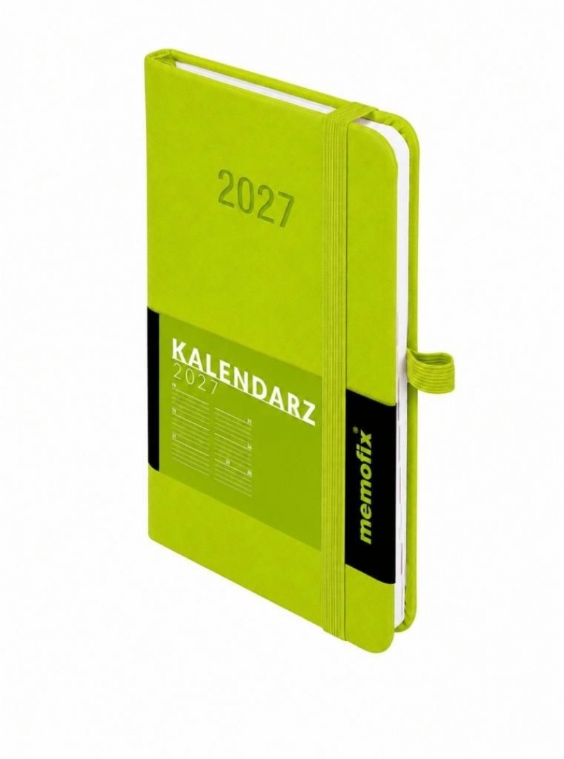 Kalendarz 2027 Memofix A6 tygodniowy limonkowy, Tygodniowe, Kalendarze