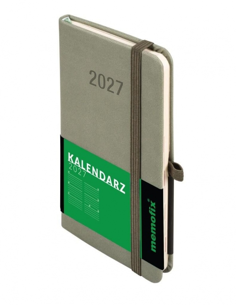 Kalendarz 2027 Memofix A6 tygodniowy oliwkowy, Tygodniowe, Kalendarze