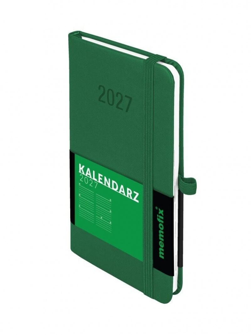 Kalendarz 2027 Memofix A6 tygodniowy zielony, Tygodniowe, Kalendarze