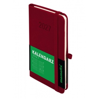 Kalendarz 2027 Memofix A6 tygodniowy bordowy, Tygodniowe, Kalendarze