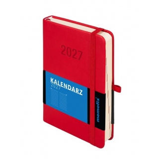 Kalendarz 2027 Memofix B6 dzienny czerwony, Dzienne, Kalendarze