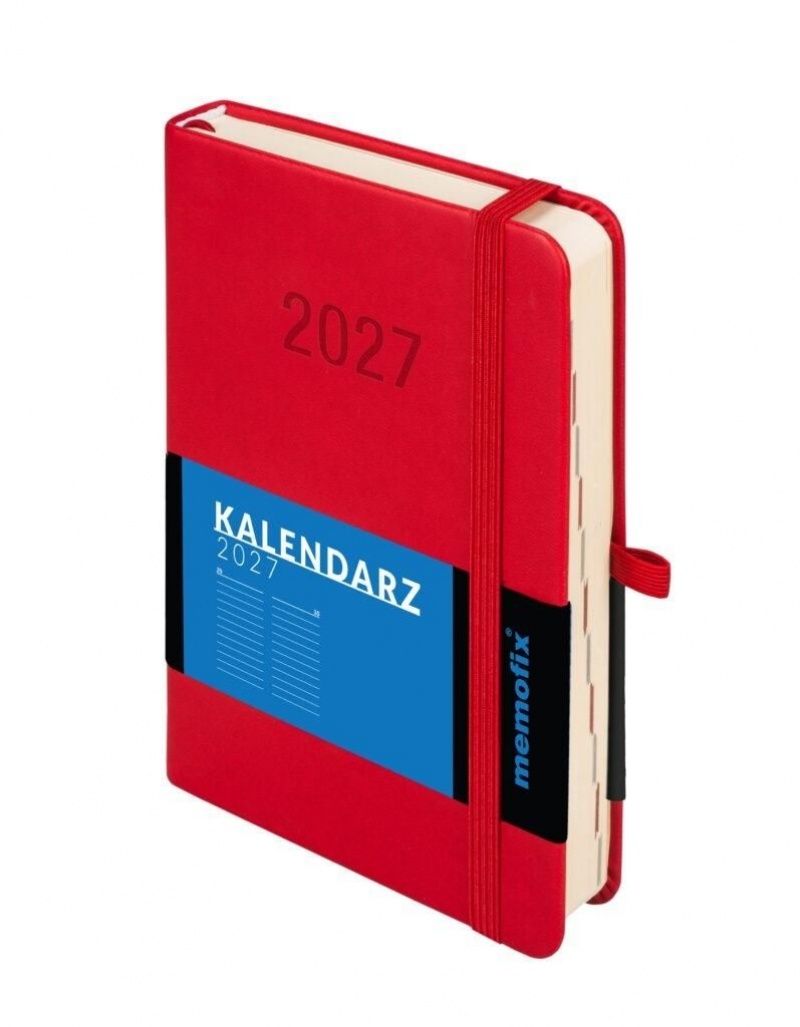 Kalendarz 2027 Memofix B6 dzienny czerwony, Dzienne, Kalendarze