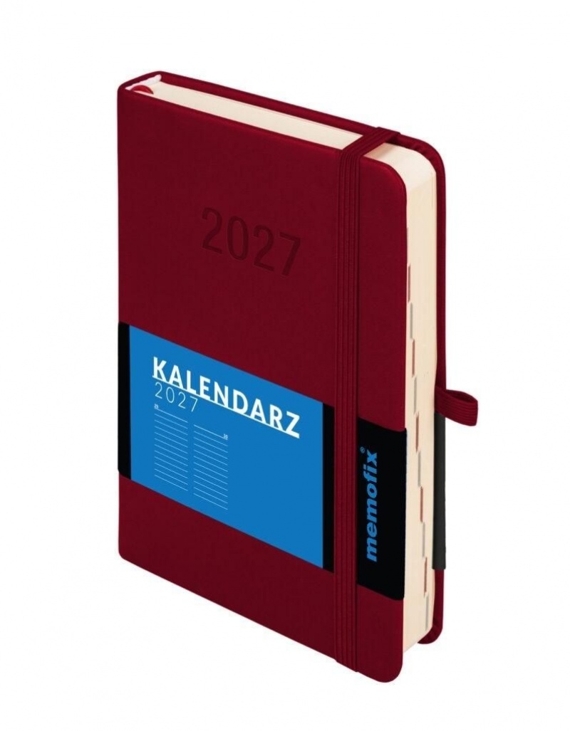 Kalendarz 2027 Memofix B6 dzienny bordowy, Dzienne, Kalendarze