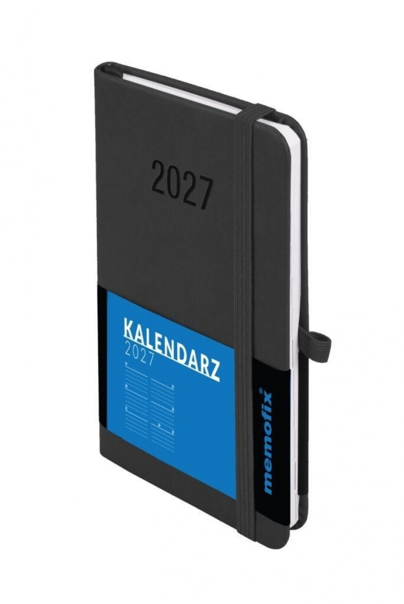 Kalendarz 2027 Memofix B6 tygodniowy czarny, Tygodniowe, Kalendarze