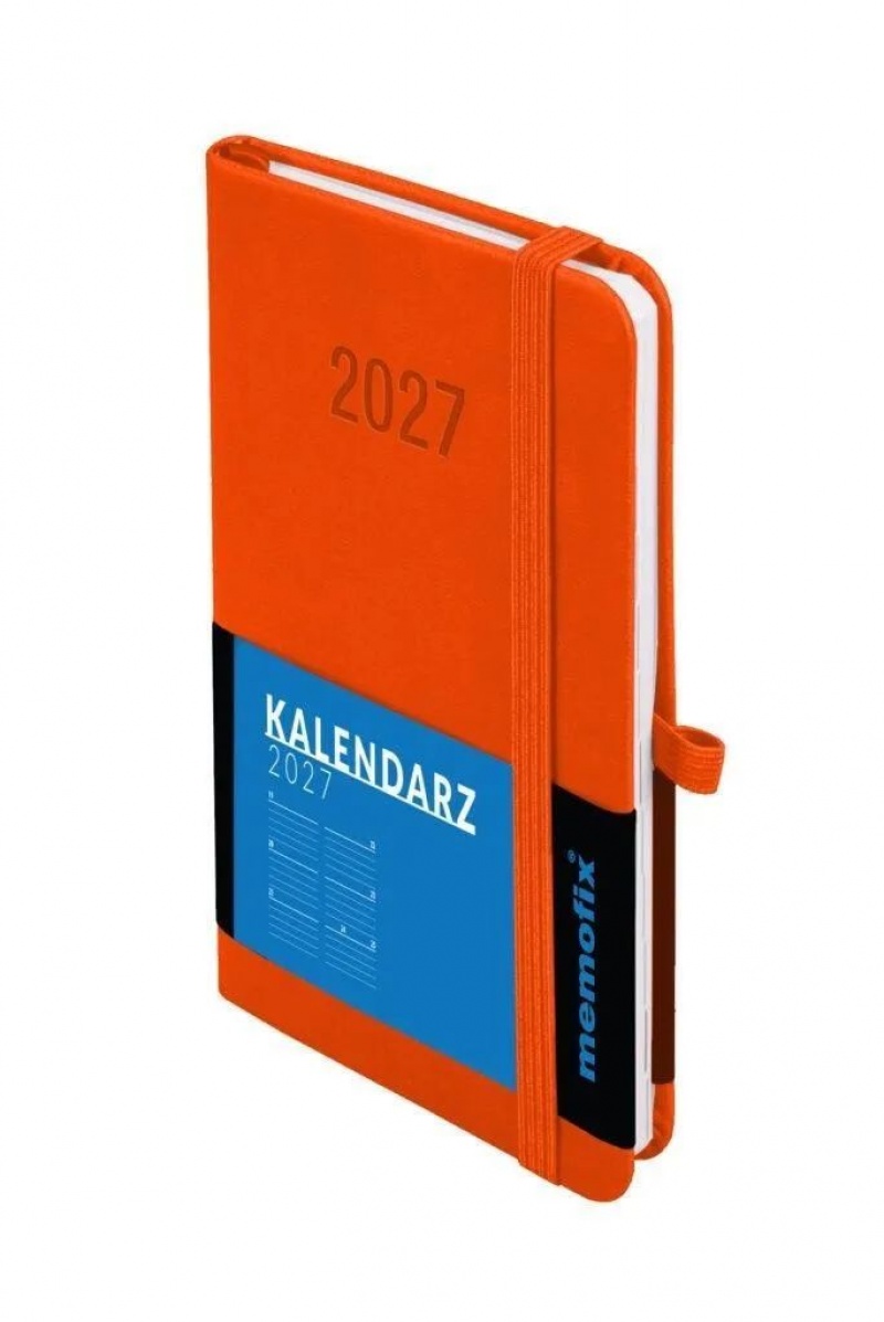 Kalendarz 2027 Memofix B6 tygodniowy pomarańczowy, Tygodniowe, Kalendarze
