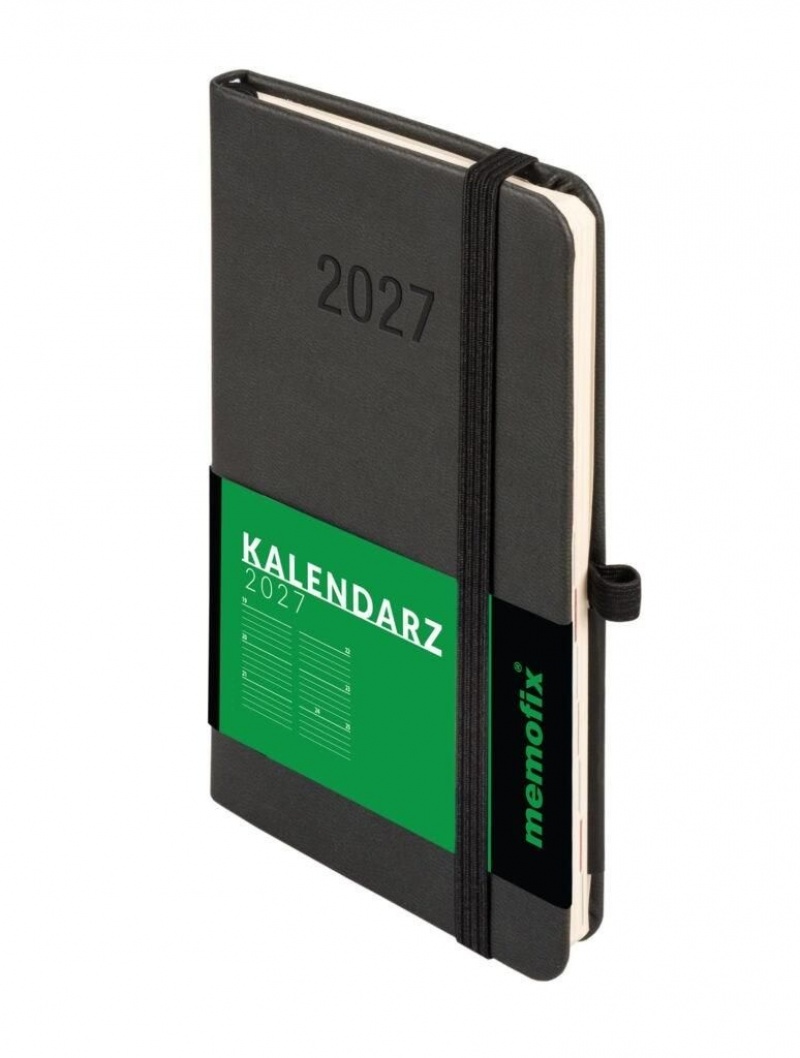 Kalendarz 2027 Memofix A6 tygodniowy czarny, Tygodniowe, Kalendarze