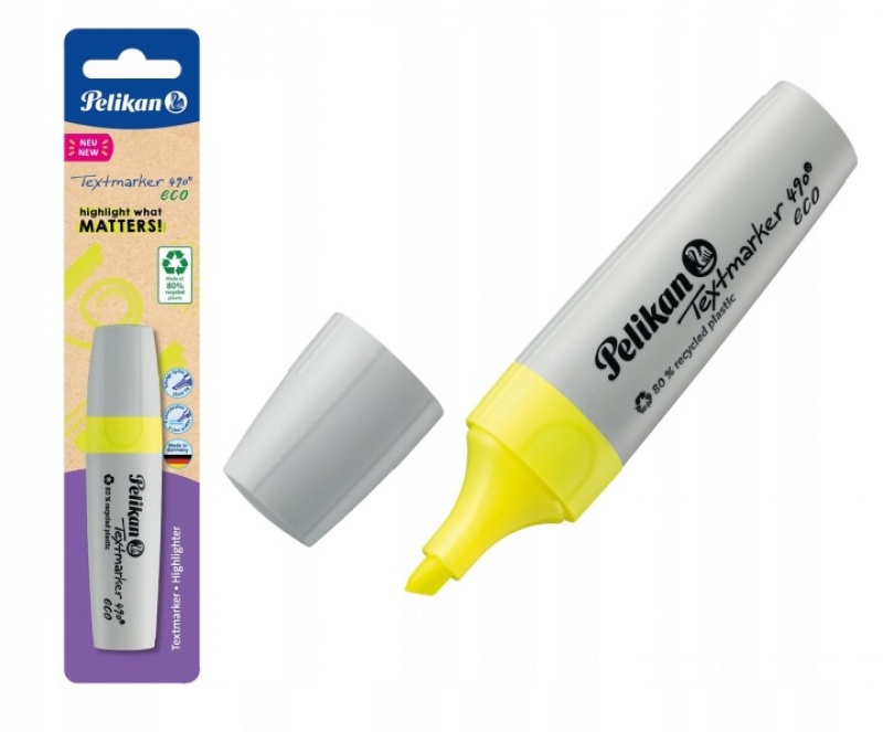ZAKREŚLACZ PELIKAN 490 ECO NEON Ż&Oacute;ŁTY B, Zakreślacze, Art. do pisania i korygowania