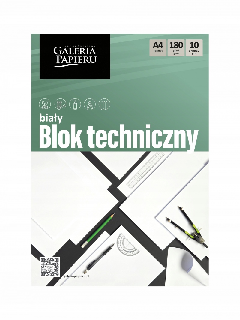 Blok techniczny A4 biały 10ark.180g., Bloki, Zeszyty i bloki